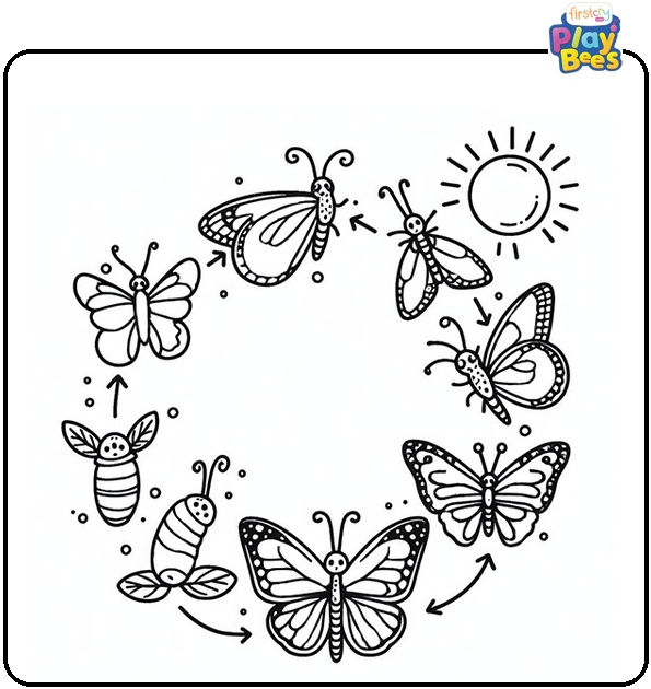 Butterfly Life Cycle Coloring Page