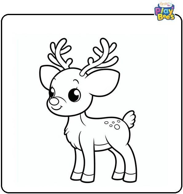 Cartoon Reindeer Coloring Page
