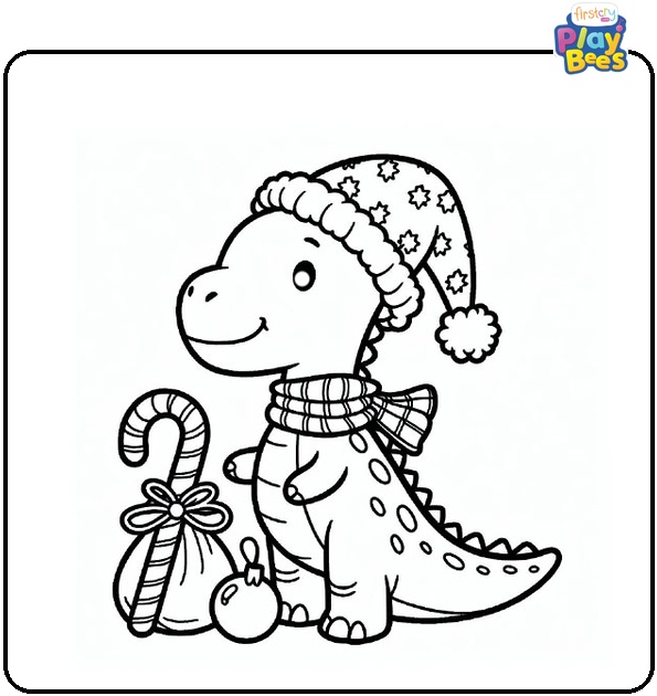 Christmas Dinosaur Coloring Pages