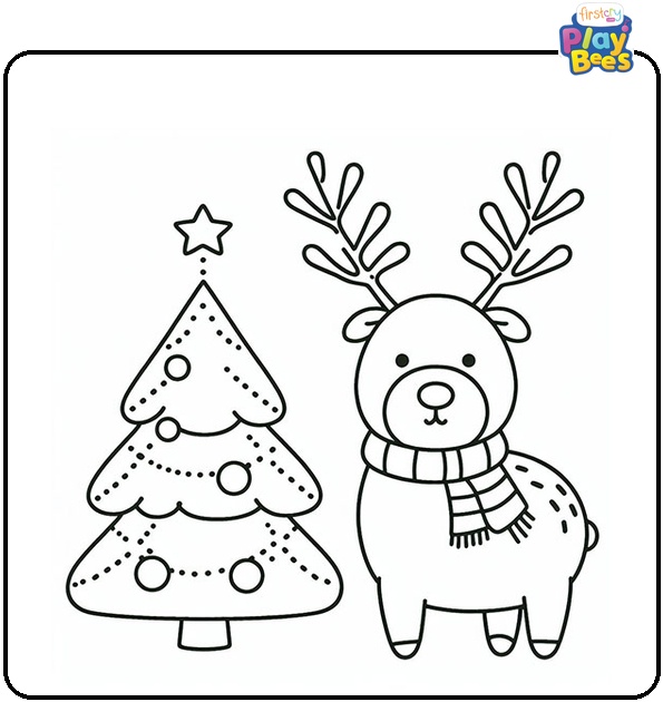 Christmas Reindeer Coloring Page
