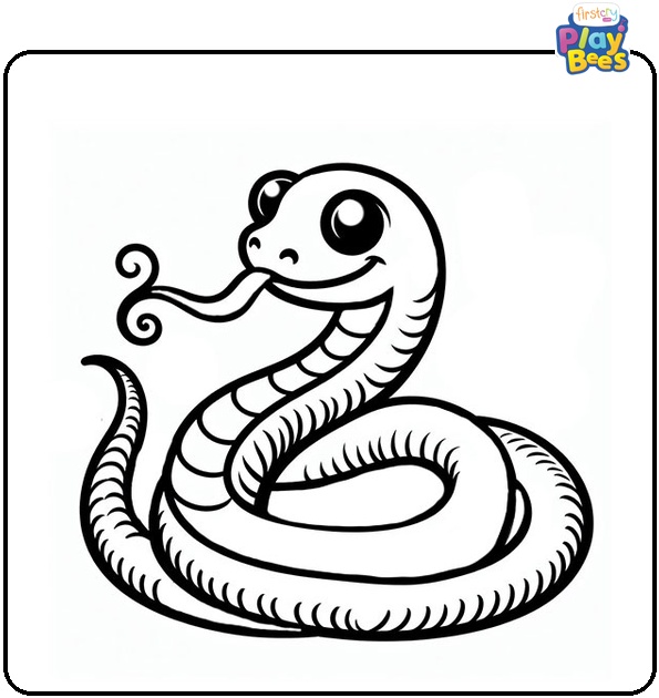 Curled Up Snake With Tongue Out Coloring Page
