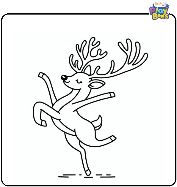Dancing Reindeer Coloring Page