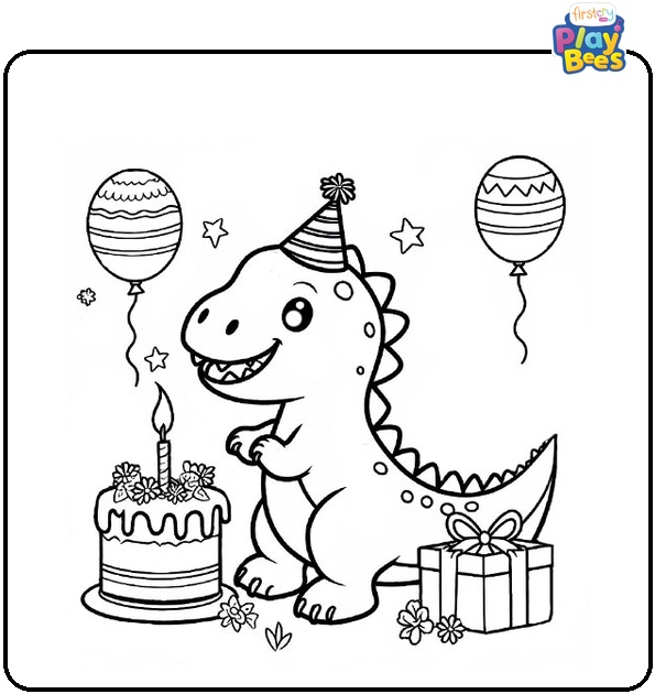 Dinosaur Birthday Coloring Page