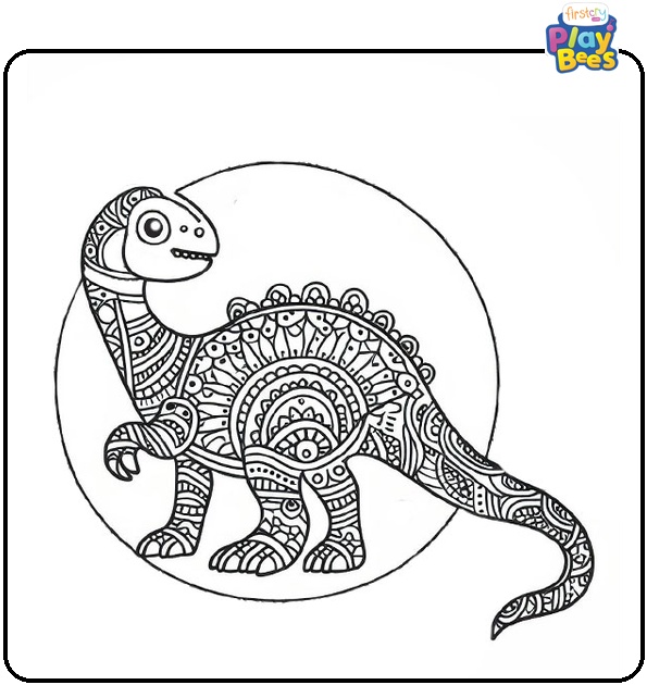 Dinosaur Mandala Coloring Page