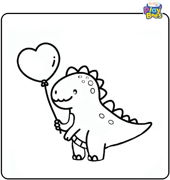 Dinosaur Valentine Coloring Page
