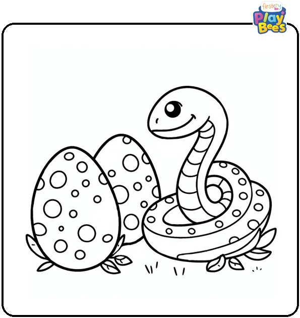 Eggs and a Snake Coloring Page
