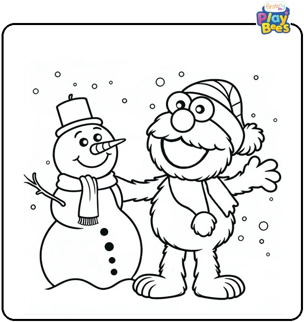 Elmo With Snowman Coloring Page Elmo With Snowman Coloring Page