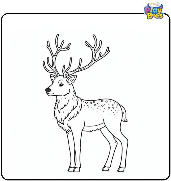 Eurasian Woodland Reindeer Coloring Page