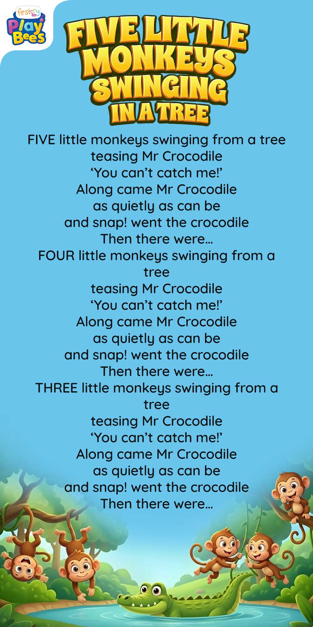 Five Little Monkeys Swinging in a Tree Song Lyrics