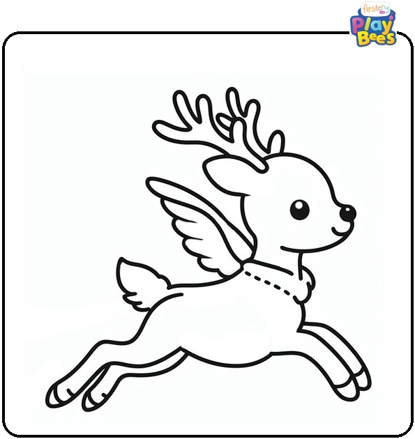 Flying Reindeer Coloring Page