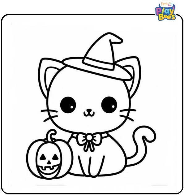 Halloween Cat Coloring Page Halloween Cat Coloring Page