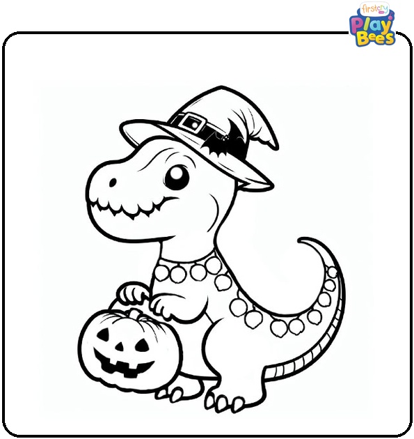 Halloween Dinosaur Coloring Page