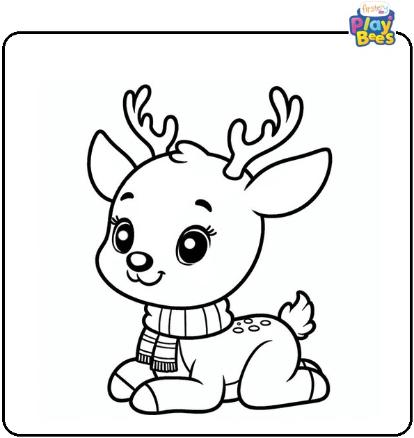Happy Reindeer Coloring Page