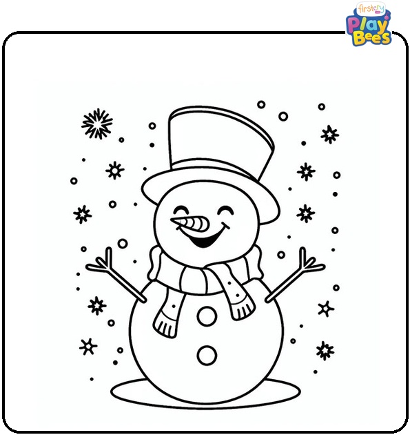Happy Snowman Coloring Page Happy Snowman Coloring Page