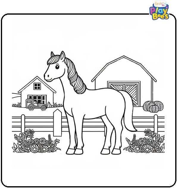 Horse Farm Coloring Page Horse Farm Coloring Page