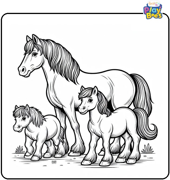 Horse and Pony Coloring Page Horse and Pony Coloring Page