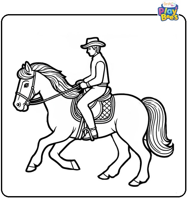 Horse and Rider Coloring Page Horse and Rider Coloring Page