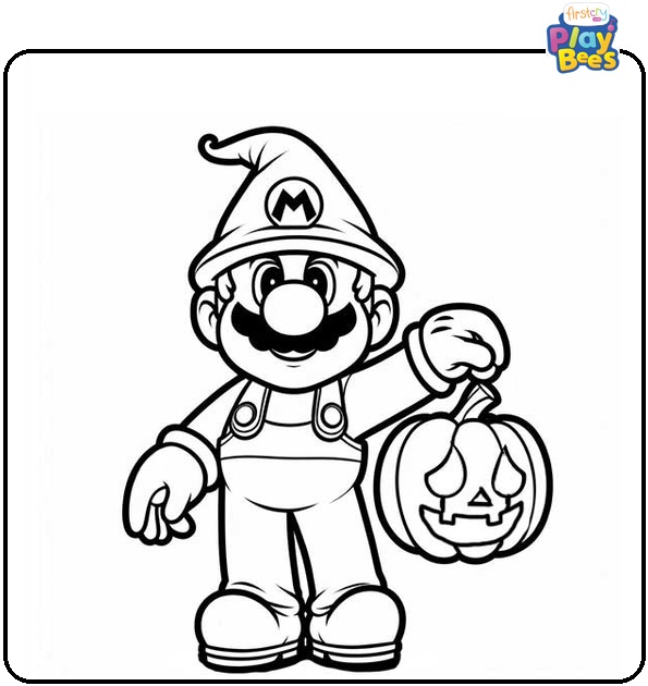 Mario Halloween Coloring Page Mario Halloween Coloring Page