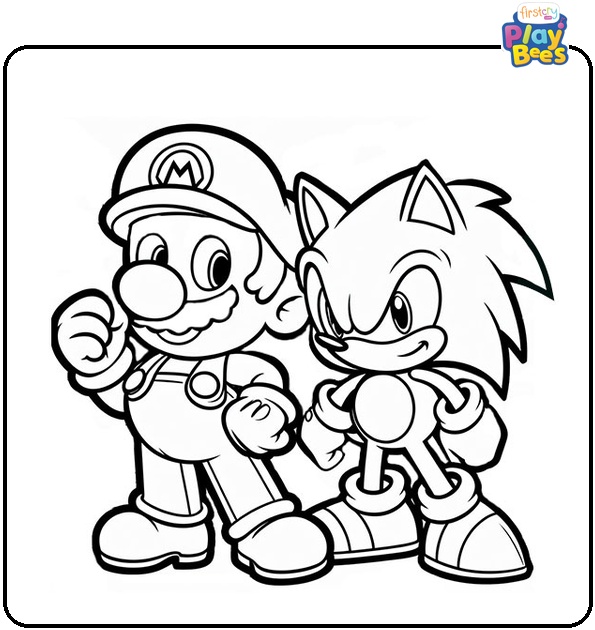 Mario and Sonic Coloring Page