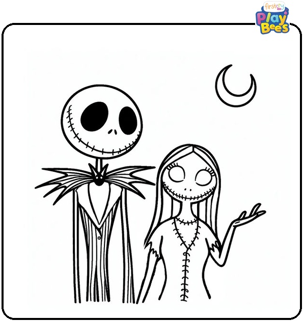 Nightmare Before Christmas Jack and Sally Coloring Page Nightmare Before Christmas Jack and Sally Coloring Page