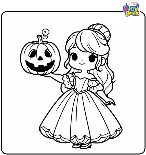 Princess Halloween Coloring Page Princess Halloween Coloring Page