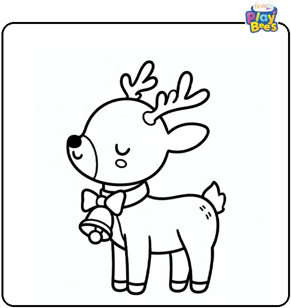 Reindeer with Bells Coloring Page