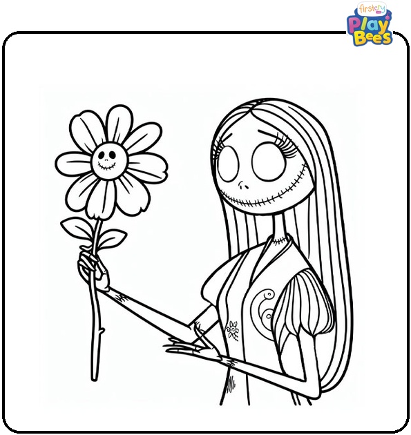 Sally With A Flower Coloring Page Sally With A Flower Coloring Page