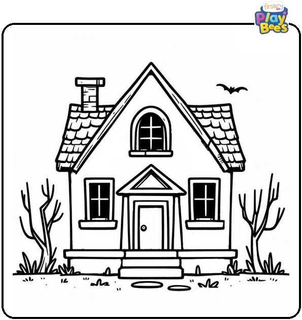 Scary House Coloring Page Scary House Coloring Page