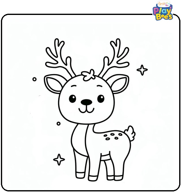 Smiling Reindeer Coloring Page