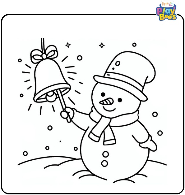 Snowman Ringing Bell Coloring Page Snowman Ringing Bell Coloring Page