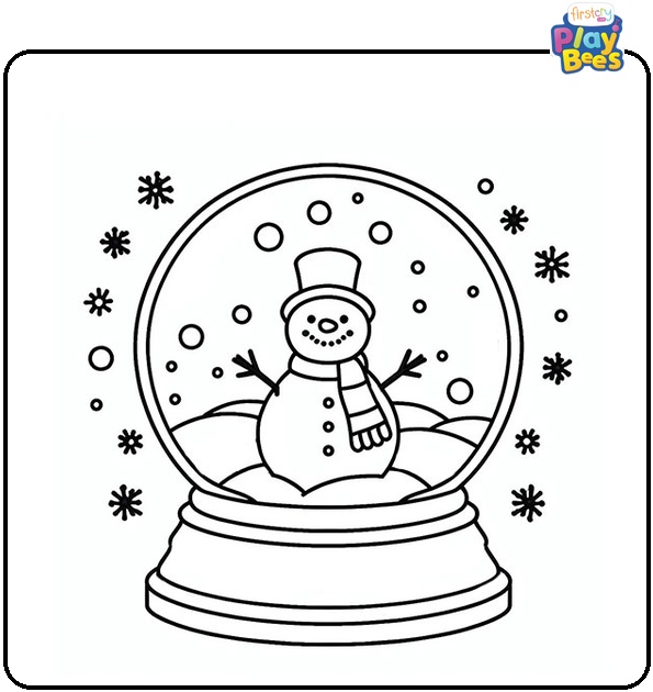 Snowman Snow Globe Coloring Page Snowman Snow Globe Coloring Page
