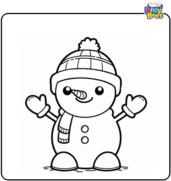 Snowman with Gloves Coloring Page Snowman with Gloves Coloring Page