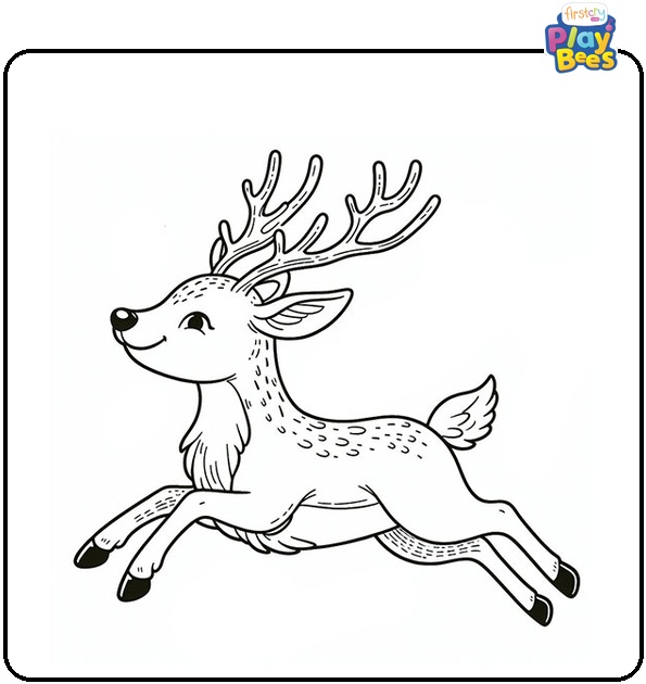 Spirited Reindeer Coloring Page