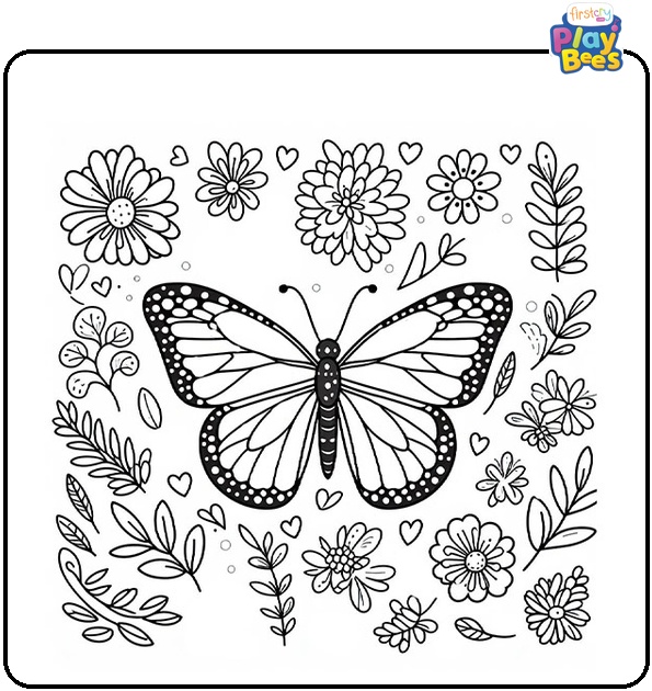Spring Butterfly Coloring Page