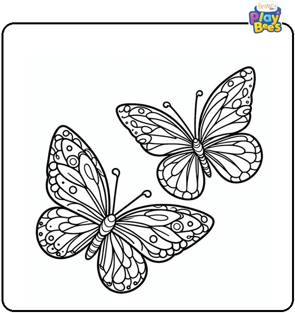 Two Flying Butterflies Coloring Page