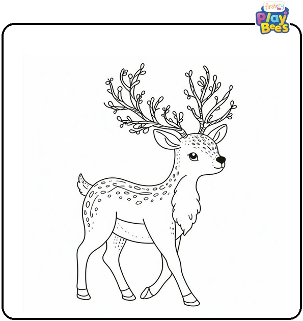 Vintage Style Reindeer Coloring Page