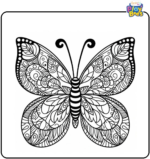 Zentangle Butterfly Coloring Page