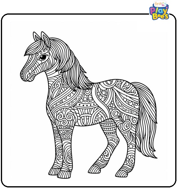 Zentangle Horse Coloring Page Zentangle Horse Coloring Page