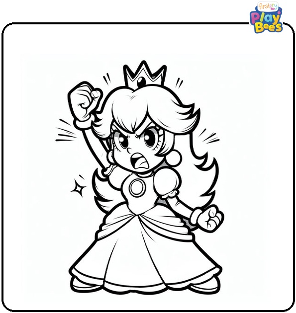 Angry Princess Peach Coloring Page