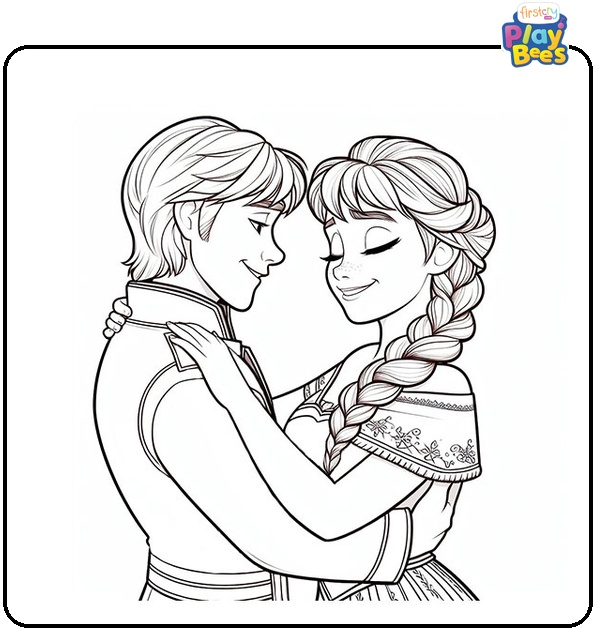 Anna Falling in Love with Hans Frozen Colouring Page