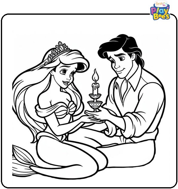 Ariel and Prince Eric Coloring Page