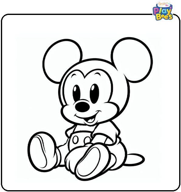 Baby Mickey Sitting Coloring Page Baby Mickey Sitting Coloring Page