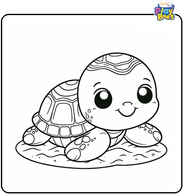 Baby Turtles Resting On Sand Coloring Page