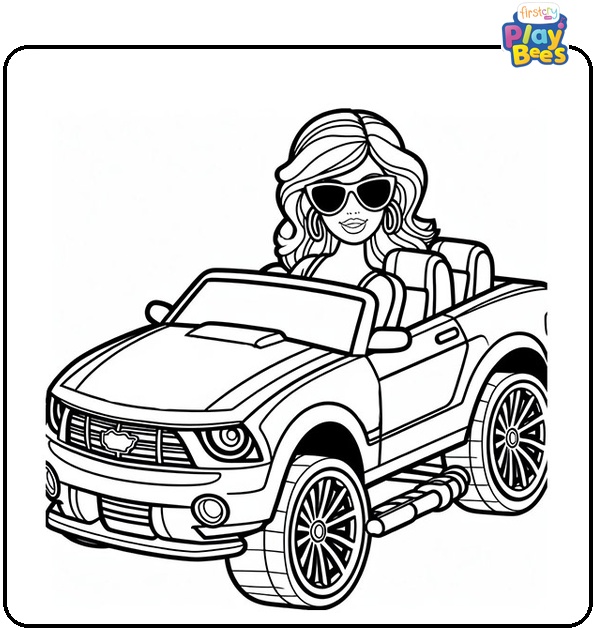 Barbie Car Coloring Page