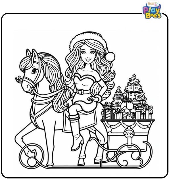 Barbie Christmas Coloring Page