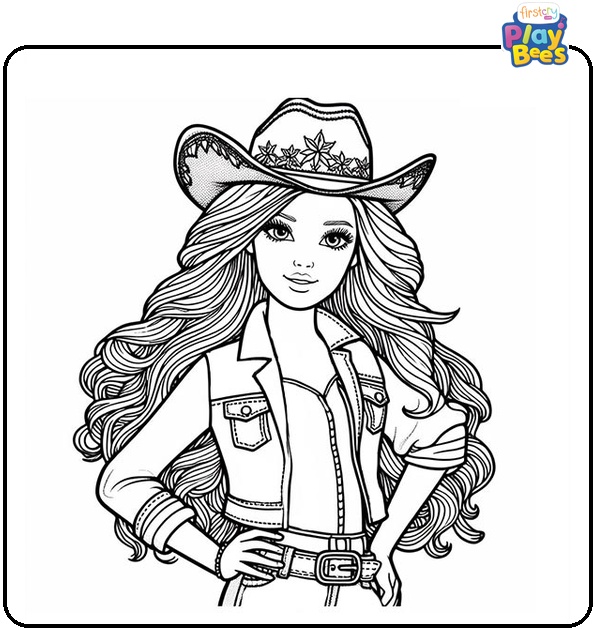 Barbie Cowgirl Coloring Page