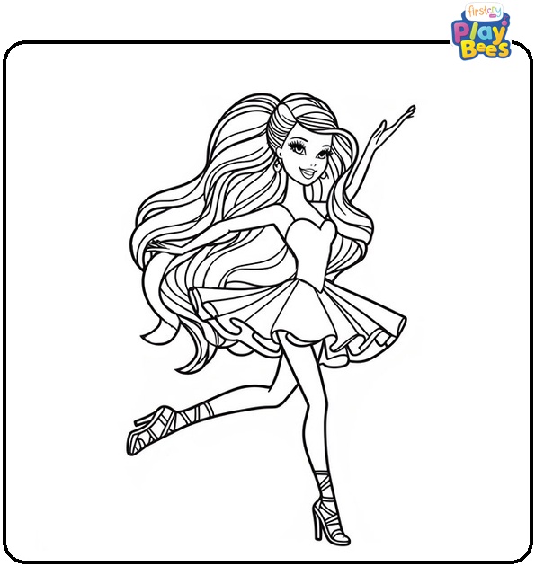 Barbie Dancing Coloring Page