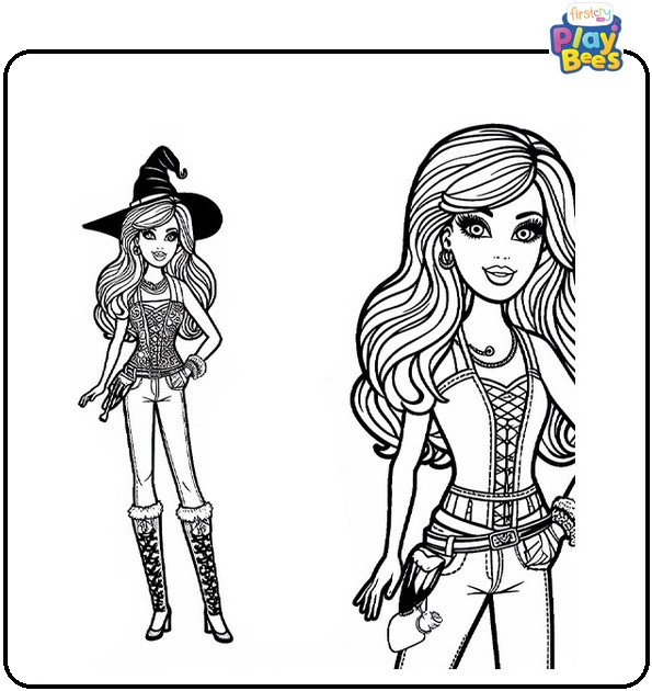 Barbie Halloween Coloring Page