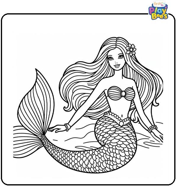 Barbie Mermaid Coloring Page