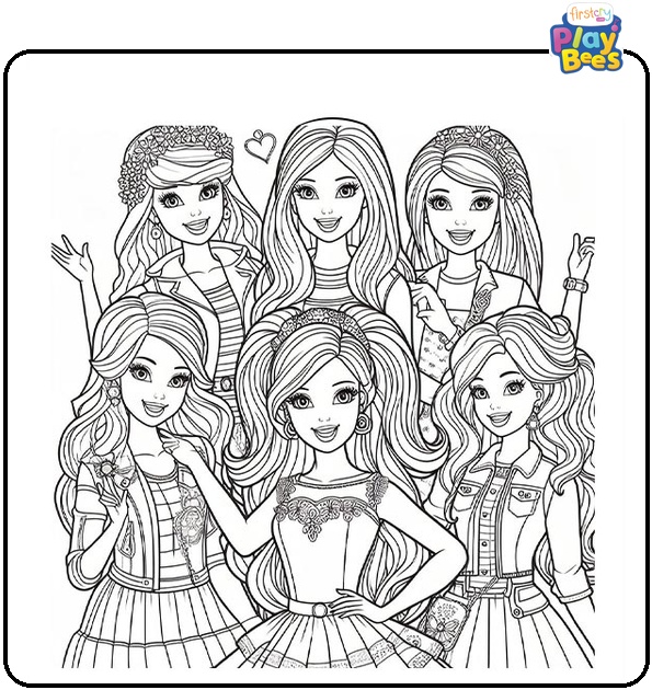 Barbie and Her Friends Coloring Page